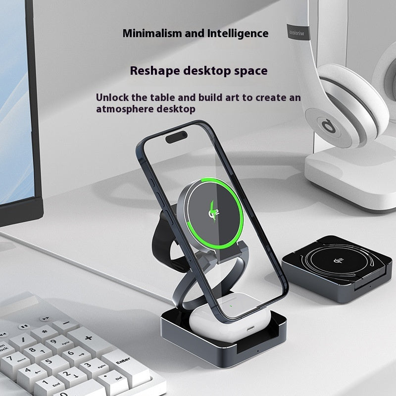 Multifunctional QI2 Wireless Charger Travel Business Trip Portable Folding Three-in-one