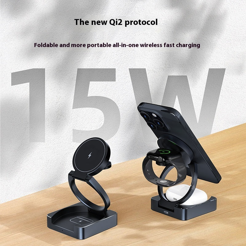 Multifunctional QI2 Wireless Charger Travel Business Trip Portable Folding Three-in-one