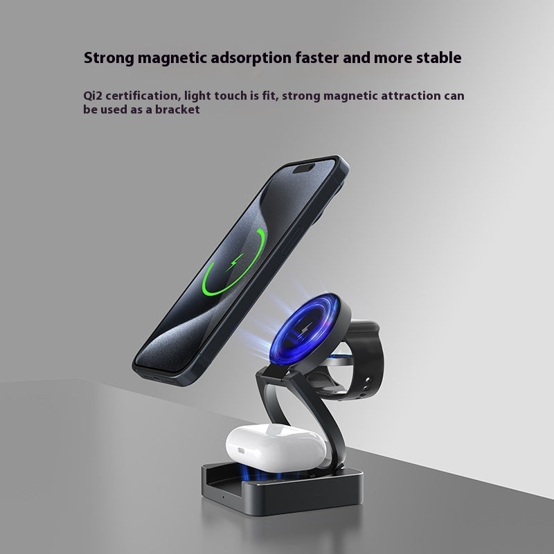 Multifunctional QI2 Wireless Charger Travel Business Trip Portable Folding Three-in-one