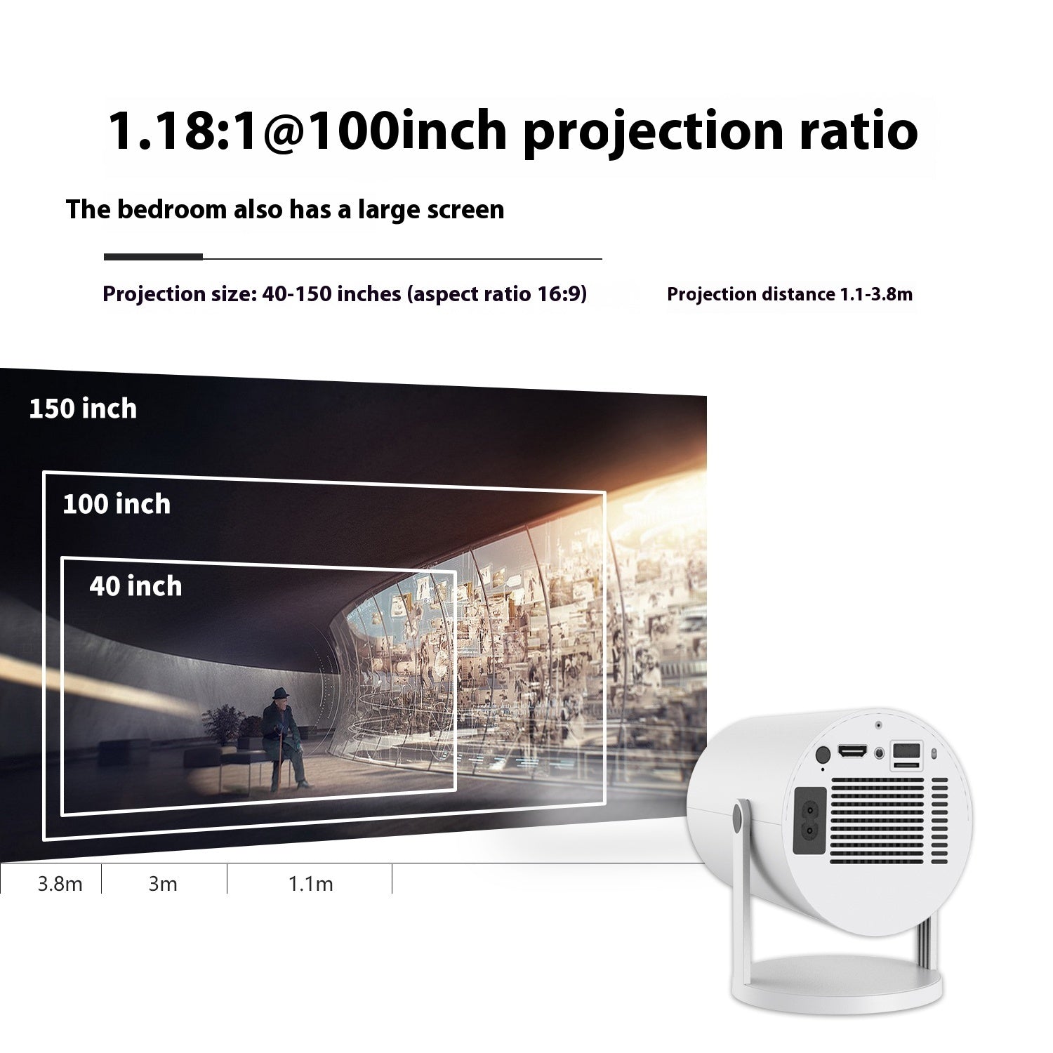 Portable Projector 180 Degrees Projection Angle